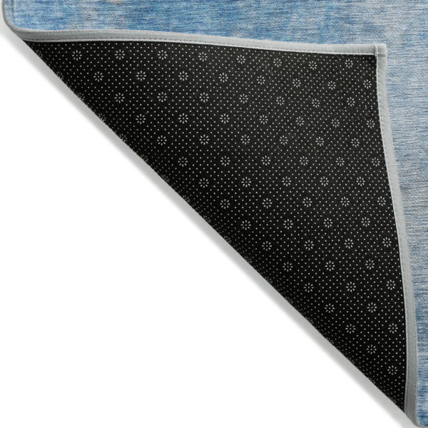 9' X 12' Blue and Gray Abstract Washable Non Skid Indoor Outdoor Area Rug