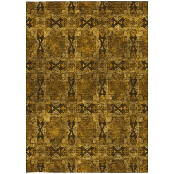 10' X 14' Chocolate Floral Medallion Washable Non Skid Indoor Outdoor Area Rug