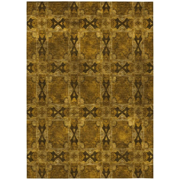 10' X 14' Chocolate Floral Medallion Washable Non Skid Indoor Outdoor Area Rug