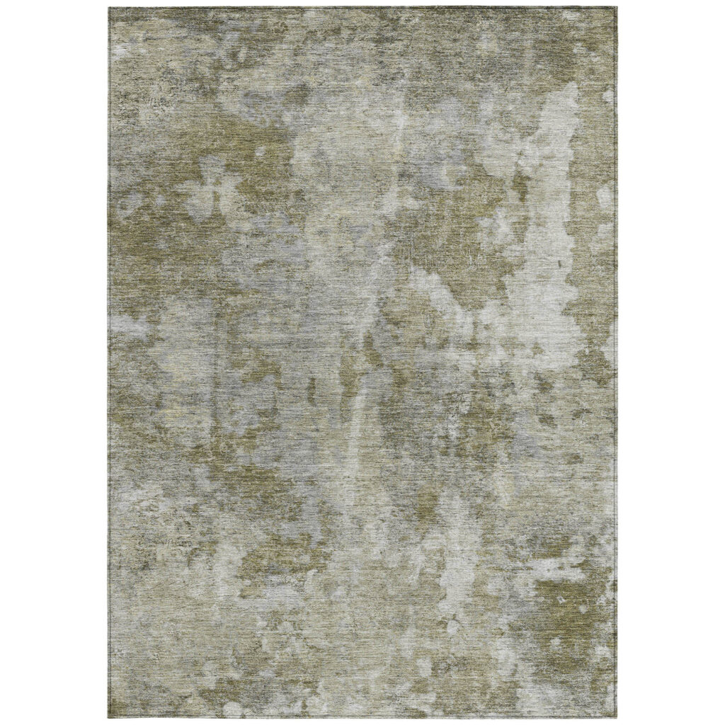 10' X 14' Green Abstract Washable Non Skid Indoor Outdoor Area Rug