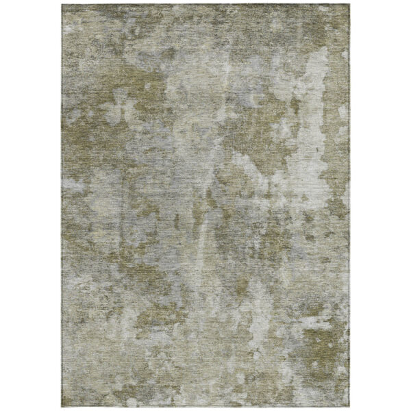 10' X 14' Green Abstract Washable Non Skid Indoor Outdoor Area Rug