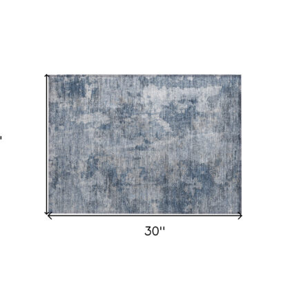 2' X 3' Blue Abstract Washable Non Skid Indoor Outdoor Area Rug
