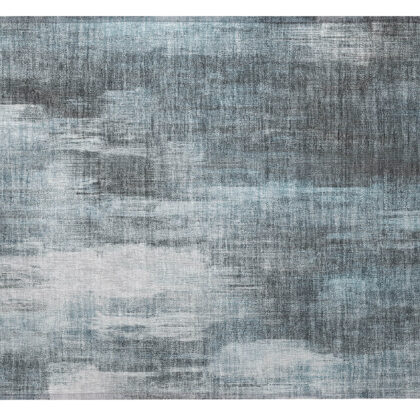 2' X 3' Teal Abstract Washable Non Skid Indoor Outdoor Area Rug