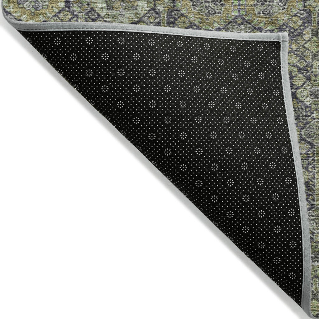 3' X 5' Blue and Green Floral Washable Non Skid Indoor Outdoor Area Rug