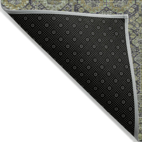 3' X 5' Blue and Green Floral Washable Non Skid Indoor Outdoor Area Rug