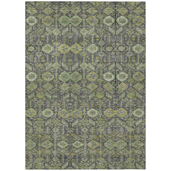 3' X 5' Blue and Green Floral Washable Non Skid Indoor Outdoor Area Rug