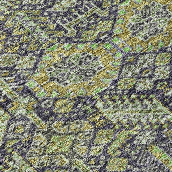 3' X 5' Blue and Green Floral Washable Non Skid Indoor Outdoor Area Rug