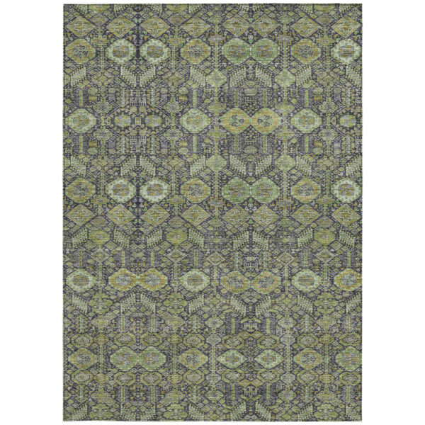 3' X 5' Blue and Green Floral Washable Non Skid Indoor Outdoor Area Rug