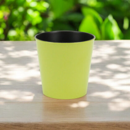 5" Lime Green Recycled Plastic Indoor Outdoor Round Pot Planter