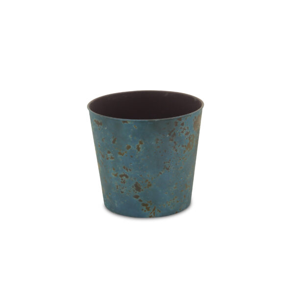 Outdoor — 9″ Blue Recycled Plastic Indoor Outdoor Round Pot Planter