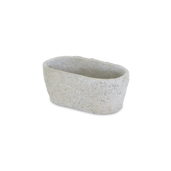 9" Gray Speckle Glaze Cement Indoor Outdoor Oval Pot Planter