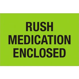 Tape Logic® Labels with ""Rush-Medication..."" Print 3""L x 2""W Fluorescent Green Roll of 500
