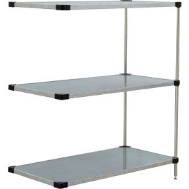 Nexel® 3 Shelf Galvanized Steel Solid Shelving Unit Add On 60""W x 18""D x 54""H