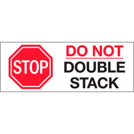 Tape Logic® Labels with ""Stop-Do Not Double..."" Print 8""L x 3""W Red/White/Black Roll of 250