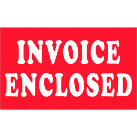 Tape Logic® Labels with ""Invoice Enclosed"" Print 5""L x 3""W Red/White Roll of 500
