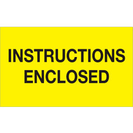 Tape Logic® Labels w/ ""Instructions Enclosed"" Print 5""L x 3""W Fluorescent Yellow Roll of 500