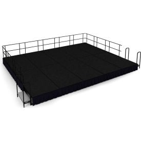 NPS® 16' x 20' Stage Package 16"" Height Black Carpet Black Shirred Pleat Skirting