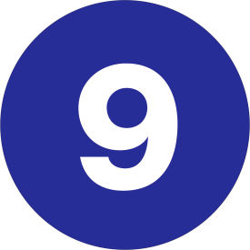 Tape Logic® 1"" Dia. Round Number Paper Labels with ""9"" Print Dark Blue Roll of 500