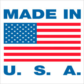 Tape Logic® Labels with ""Made in U.S.A."" Print 5/8""L x 5/8""W Red/White/Blue Roll of 500