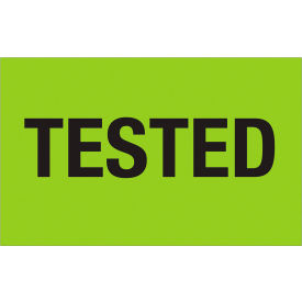 Tape Logic® Labels with ""Tested"" Print 2""L x 1-1/4""W Fluorescent Green Roll of 500