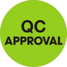 Tape Logic® 2"" Dia. Round Paper Labels with ""QC Approval"" Print Fluorescent Green Roll of 500