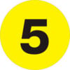 Tape Logic® 1"" Dia. Round Number Paper Labels with ""5"" Print Fluorescent Yellow Roll of 500