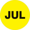 Tape Logic® 1"" Dia. Round Paper Labels with ""Jul"" Print Fluorescent Yellow Roll of 500