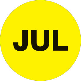 Tape Logic® 1"" Dia. Round Paper Labels with ""Jul"" Print Fluorescent Yellow Roll of 500