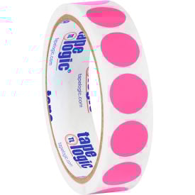 Tape Logic® 3/4"" Dia. Round Inventory Paper Labels Fluorescent Pink Roll of 500