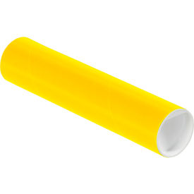 Global Industrial™ Mailing Tubes with Caps 2""Dia. x 9""L 0.060"" Thick Yellow 50/Pack