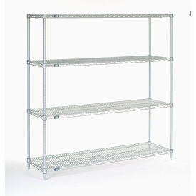 Nexel® 4 Shelf Stainless Steel Wire Shelving Unit Starter 60""W x 18""D x 63""H