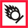 Tape Logic® Pictogram Flame Over Circle Labels 2""L x 2""W Red/White/Black Roll of 500