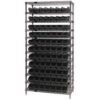 Quantum WR12-105 Chrome Wire Shelving With 77 4""H Shelf Bins Black 24x36x74