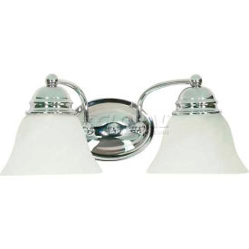 Satco 60-337 Empire 2 Light - 15"" - Vanity w/ Alabaster Glass Bell Shades  Polished Chrome