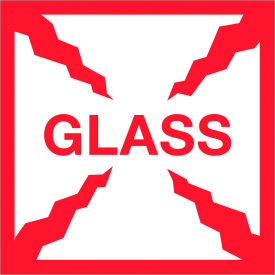 Tape Logic® Labels with ""Glass"" Print 4""L x 4""W Red/White Roll of 500