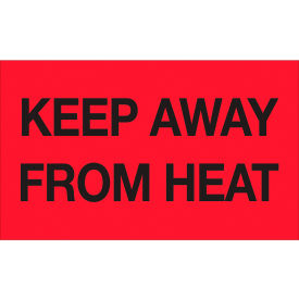 Tape Logic® Labels with ""Keep Away from Heat"" Print 5""L x 3""W Fluorescent Red Roll of 500