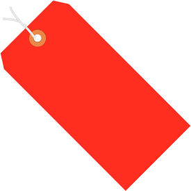 Global Industrial Shipping Tag Pre-Strung #3 3-3/4""L x 1-7/8""W Fluorescent Red 1000/Pack