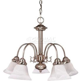 Nuvo 60/181 Ballerina-5 Light Chandelier Alabaster Bell Brushed Nickel 24""W X 18""H
