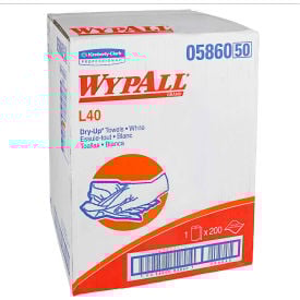 WypAll L40 Dry-Up Professional Towels 19-1/2 x 42 White 200 Towels/Roll - KCC 05860