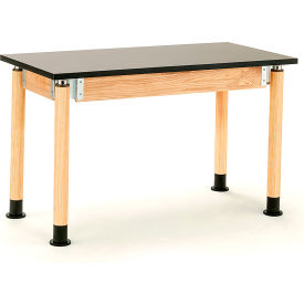 NPS Science Table - Phenolic Top - Adjustable Height - 24""W x 60""L x 29""-41""H - Black/Oak