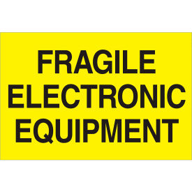 Tape Logic® Labels w/ ""Fragile-Electronic..."" Print 3""L x 2""W Fluorescent Yellow Roll of 500