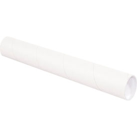 Global Industrial™ Mailing Tubes with Caps 3""Dia. x 48""L 0.080"" Thick White 24/Pack