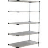Nexel® 5 Shelf Stainless Steel Solid Shelving Unit Add On 48""W x 24""D x 63""H