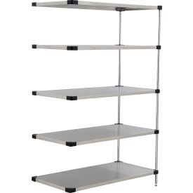 Nexel® 5 Shelf Stainless Steel Solid Shelving Unit Add On 48""W x 24""D x 63""H