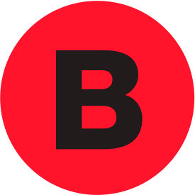 Tape Logic® 2"" Dia. Round Letter Paper Labels with ""B"" Print Fluorescent Red Roll of 500
