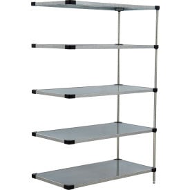 Nexel® 5 Shelf Galvanized Steel Solid Shelving Unit Add On 72""W x 24""D x 63""H