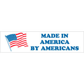 Tape Logic® Labels with ""Made in America by..."" Print 8""L x 2""W Red/White/Blue Roll of 500