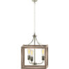 Ambiate Gabbia Rustic Farmhouse Pendant Light Fixture E26 Base 40W Gray Wood
