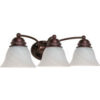 Satco 60-346 Empire 3 Light - 21"" - Vanity w/ Alabaster Glass Bell Shades  Old Bronze