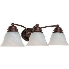 Satco 60-346 Empire 3 Light - 21"" - Vanity w/ Alabaster Glass Bell Shades  Old Bronze